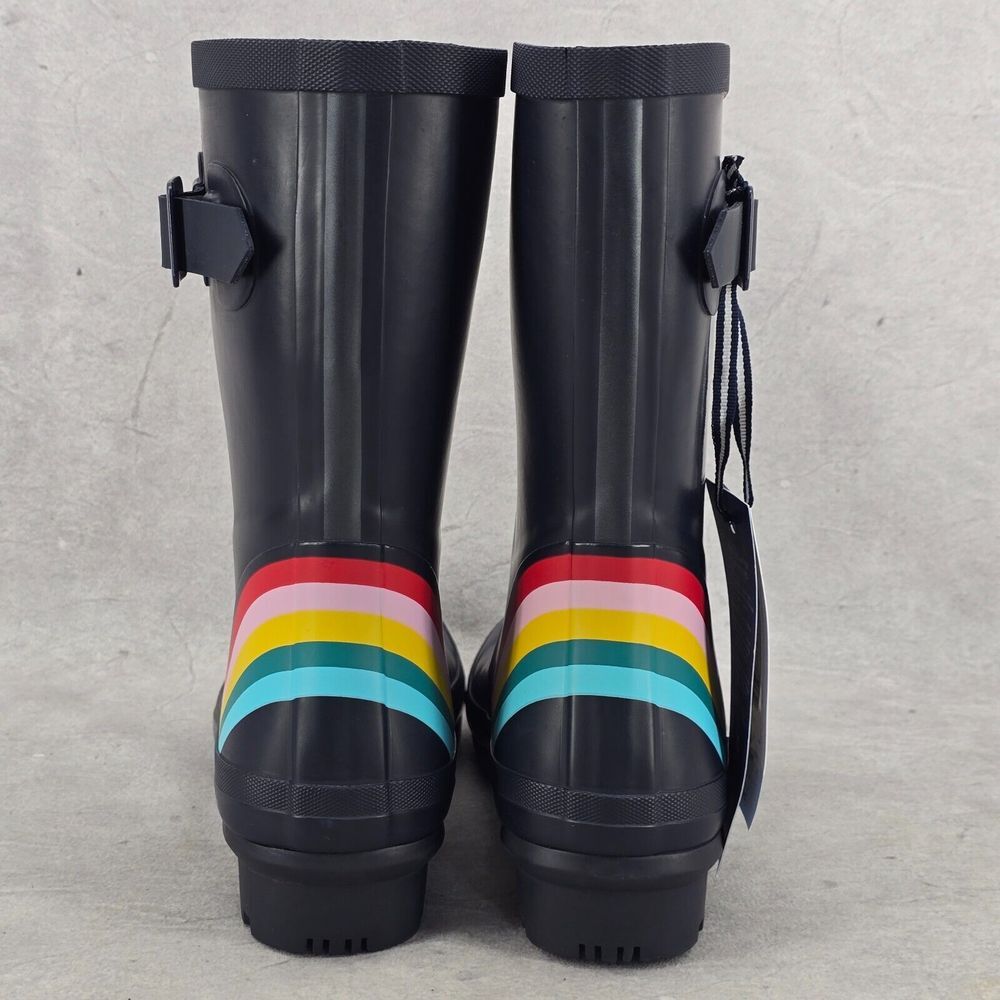 New Joules Rain Boots Mid Calf Molly Welly Blue Navy Rainbow Size US:‎ 5 UK: 3 - Picture 4 of 13